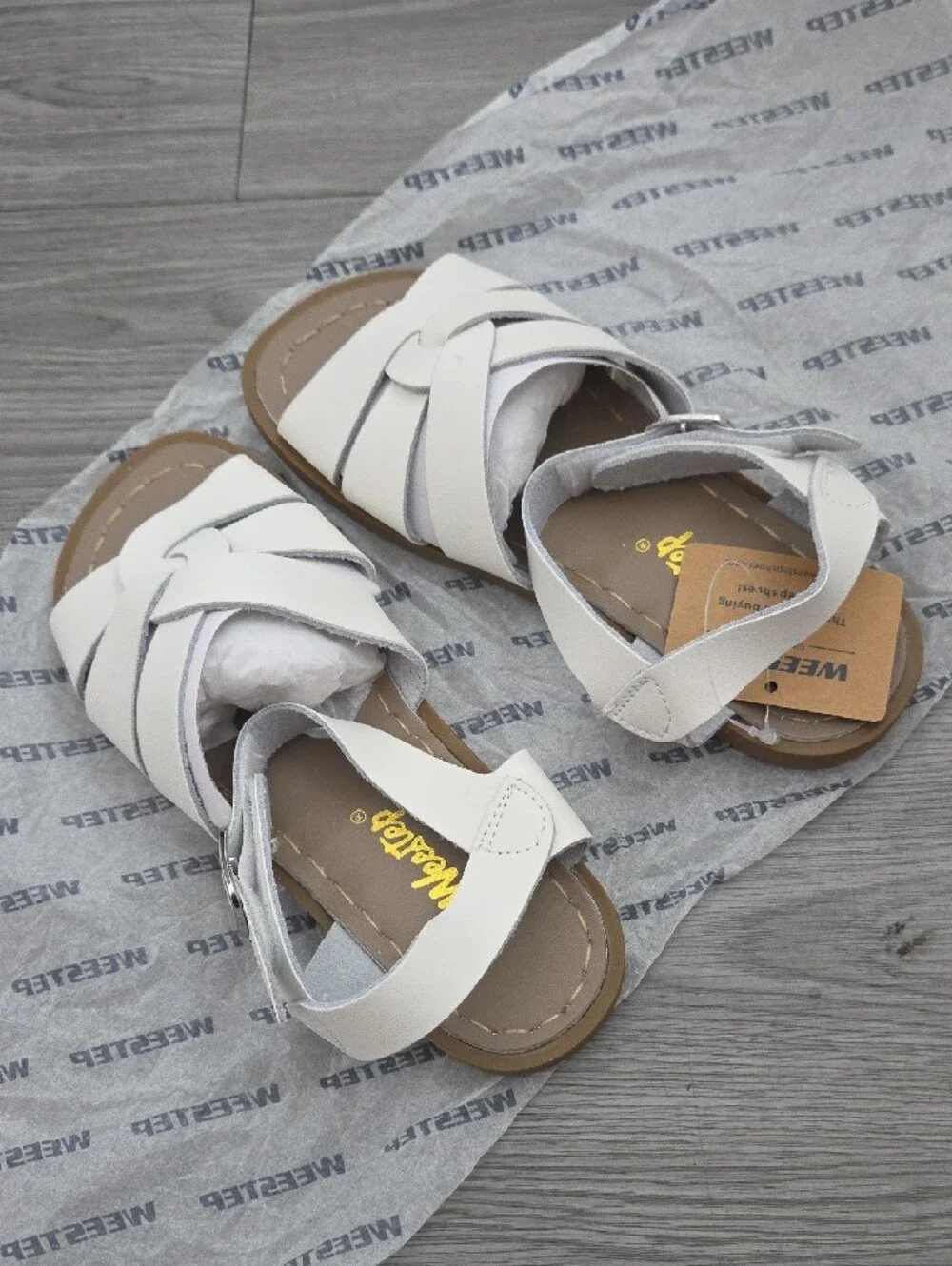 Weestep Kids White Braided-Strap Sandals
